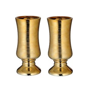 Set van 2x stuks bloemenvaas kelk goud van keramiek 24 cm