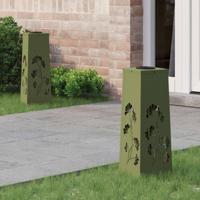 VidaXL Solar led pad licht 2 pcs olijf groen koudgewalst staal