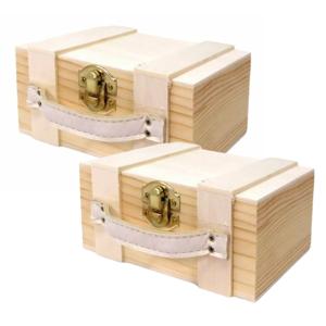 Houten opbergkistje met sluiting en hengsel - 2x - 13 x 9 x 6 cm - Sieraden