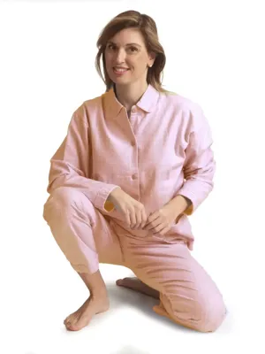 Flanel dames pyjama - Winter Coloured - Katoenen vrouwen pyjama knoopsluiting