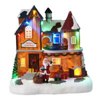 Kerstdorp huis - Santa Workshop -?20 x14 x 21 cm -?met beweging en gekleurde led verlichting Kerstdorp huis - Santa Workshop -?20 x14 x 21 cm -?met beweging en gekleurde led verlichting