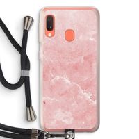 Roze marmer: Samsung Galaxy A20e Transparant Hoesje met koord