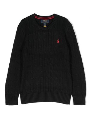 POLO RALPH LAUREN KIDS pull en coton à logo Polo Pony - Noir