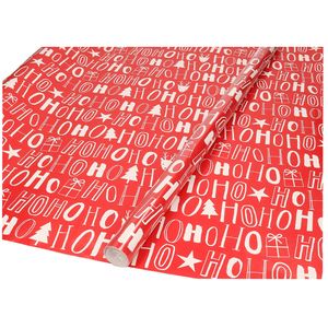 Kerst inpak/cadeaupapier - 3x stuks - 200 x 70 cm - rood Ho Ho Ho