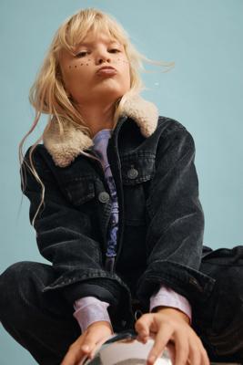 Jas met schapenvachtkraag - BLACK - 5/6 Jas met schapenvachtkraag - BLACK - 5/6