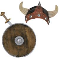 Funny Fashion Viking verkleed accessoire set - met helm - zwaard - en schild - Carnaval feestsetjes