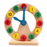 Kinderen bouwstenen houten aantal overeenkomende geometrie klok educatief speelgoed grootte: 20 5 * 20 5 * 7 cm