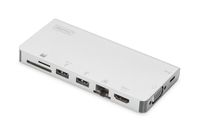 Digitus DA-70866 laptop dock & poortreplicator Bedraad USB 3.2 Gen 2 (3.1 Gen 2) Type-C Zilver - thumbnail