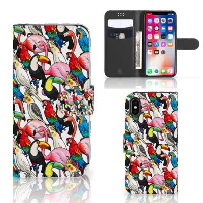 Apple iPhone X | Xs | Telefoonhoesje | Met pasjeshouder | Birds