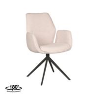 LABEL51 Eetkamerstoel Mellow - Naturel - Boucle - Zwart Metalen Frame