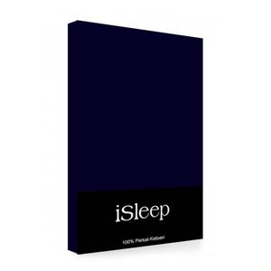 iSleep hoeslaken Perkal Katoen - Donker Blauw - 120x200