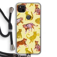 Cute Tigers and Leopards: Pixel 4a Transparant Hoesje met koord