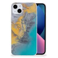 iPhone 15 Plus | TPU | Siliconen hoesje | Marble Blue Gold