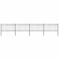 Tuinhek met speerpunt staal 714,5x100 cm zwart