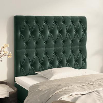 Hoofdborden 2 st 100x7x78/88 cm fluweel donkergroen