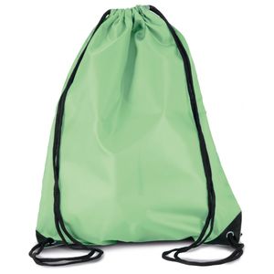 Sport gymtas/draagtas lichtgroen met rijgkoord 34 x 44 cm van polyester