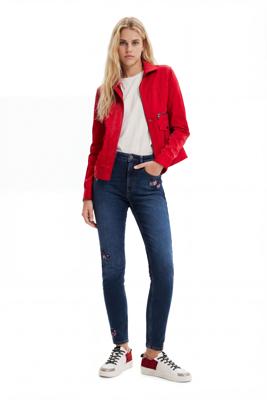 Push-up skinny jeans met geborduurde bloemen - BLUE - 38