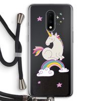 Regenboog eenhoorn: OnePlus 7 Transparant Hoesje met koord