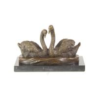 A BRONZE SCULPTURE OF A PAIR OF SWANS