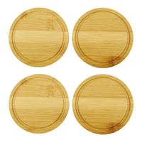 Onderzetters voor glazen - 4x stuks - rond - bamboe hout - 10 x 1 cm Onderzetters voor glazen - 4x stuks - rond - bamboe hout - 10 x 1 cm