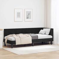 Hoekbedframe met hoofdeinde Zwart 80 x 200 cm Fluweel