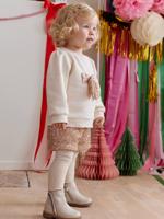 Babyset voor babymeisjes, kerst, sweater, short met pailletten goud