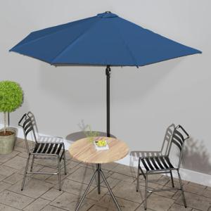 Balkonparasol half met aluminium paal 300x155x223 cm blauw