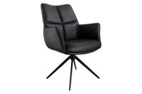 Draaistoel PAPILLON 360° draaibaar met armleuningen frame zwart Leer zwart - 45184