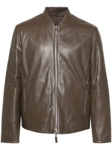 Emporio Armani veste en cuir à fermeture zippée - Marron