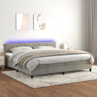 Boxspring met matras en LED fluweel lichtgrijs 200x200 cm