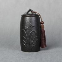 Orchidee patroon steengoed thee blikken opslagtanks keramische thee set theeceremonie accessoires (zwart)