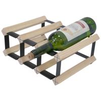 Vinata Liro wijnrek - blank - 6 flessen - wijnrekken - flessenrek - wijnrek hout metaal - wijnrek staand - wijn rek - - thumbnail