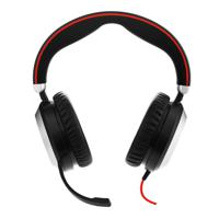 Jabra Evolve 80 MS On Ear headset Telefoon Kabel Stereo Zwart Ruisonderdrukking (microfoon) Indicator voor batterijstatus, Microfoon uitschakelbaar (mute)