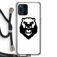Angry Bear (white): Oppo Find X3 Pro Transparant Hoesje met koord Angry Bear (white): Oppo Find X3 Pro Transparant Hoesje met koord