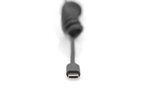 Digitus USB-kabel USB 2.0 USB-A stekker, USB-C stekker 1.00 m Zwart Stekker past op beide manieren, Afgeschermd (dubbel), Flexibel, Spiraalkabel AK-300430-006-S