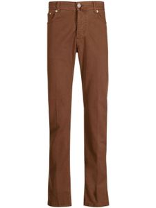 Kiton pantalon droit à patch logo - Marron