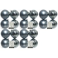 20x Kunststof kerstballen glanzend/mat grijsblauw 10 cm kerstboom versiering/decoratie   -