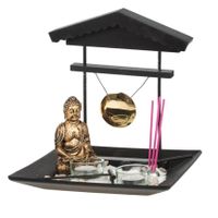 Boeddha zen tuin met waxinelichthouders voor binnen goud 24 cm   -