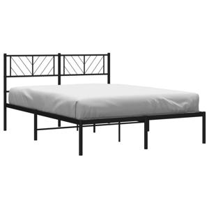 vidaXL Bedframe met hoofdbord metaal zwart 135x190 cm