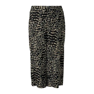 Tom Tailor My True Me cropped straight fit culotte met all over print zwart/petrol/lichtgeel