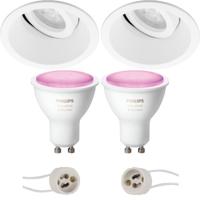 Philips Hue Inbouwspot Set Ø93mm - Mat Wit - Kantelbaar LED GU10
