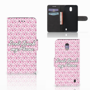 Nokia 2 Portemonnee Hoesje Flowers Pink DTMP