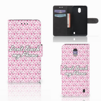 Nokia 2 Portemonnee Hoesje Flowers Pink DTMP - thumbnail