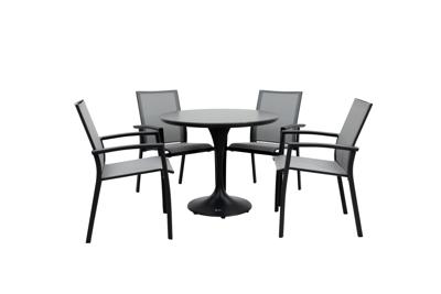 Qopps Gaona tuintafel met 4 Tampa stapelstoelen