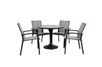 Qopps Gaona tuintafel met 4 Tampa stapelstoelen