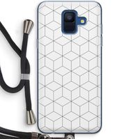 Zwart-witte kubussen: Samsung Galaxy A6 (2018) Transparant Hoesje met koord