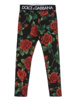 Dolce & Gabbana Kids legging en coton à fleurs - Noir - thumbnail