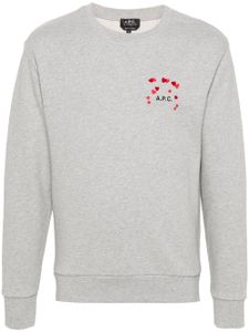 A.P.C. sweat en coton à logo imprimé - Gris