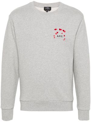 A.P.C. sweat en coton à logo imprimé - Gris
