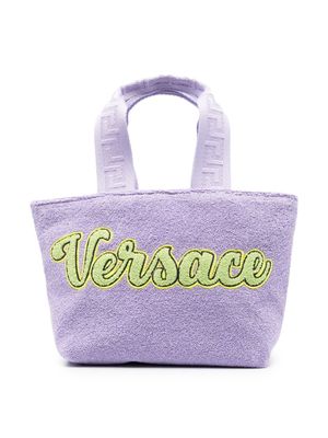 Versace Kids sac cabas à patch logo - Violet